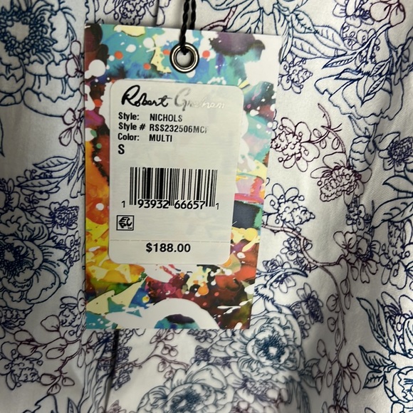Robert Graham Nichols Floral Short Sleeve Button Down Shirt Mens Size S - Picture 4 of 5